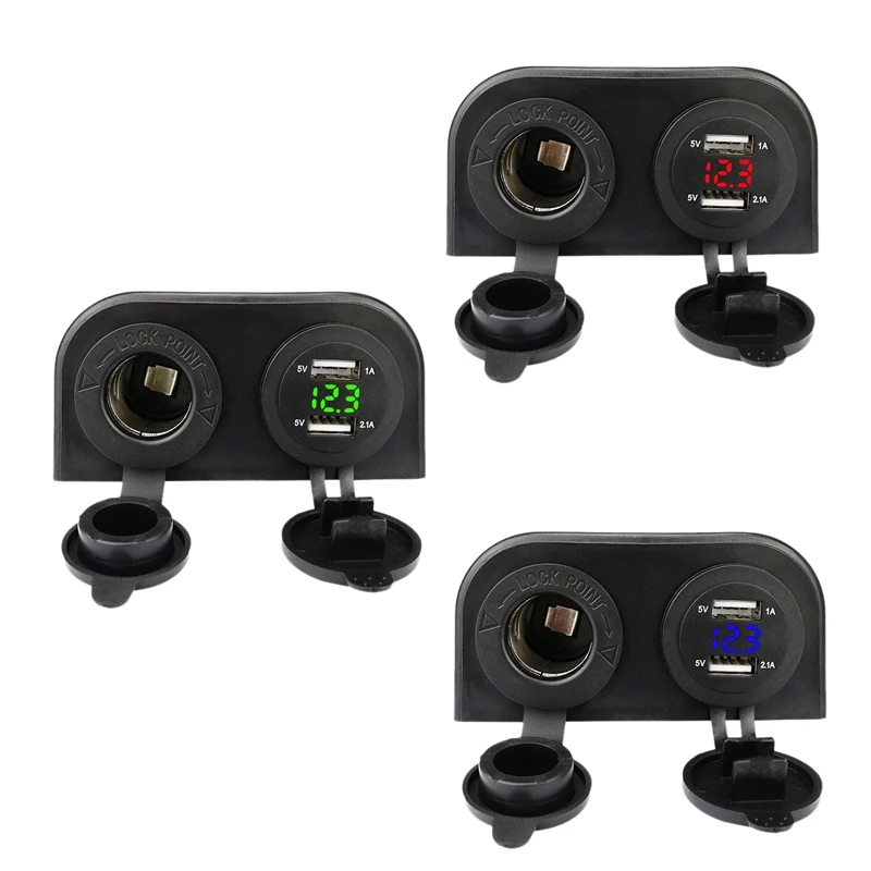 12-24V Dual USB Outlet Volt Power Outlet With Voltage Display Lighter Socket Switch Panel Adapter Tent Type
12-24V Dual USB Outlet Volt Power Outlet With Voltage Display Lighter Socket Switch Panel Adapter Tent Type