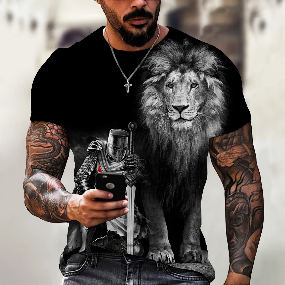 Crusader Knights Print T Shirt For Men Casual O-neck Short Sleeve Top Funny 3D Lion Pattern Oversized T-shirt Hip Hop Streetwear
Crusader Knights Print T Shirt For Men Casual O-neck Short Sleeve Top Funny 3D Lion Pattern Oversized T-shirt Hip Hop Streetwear