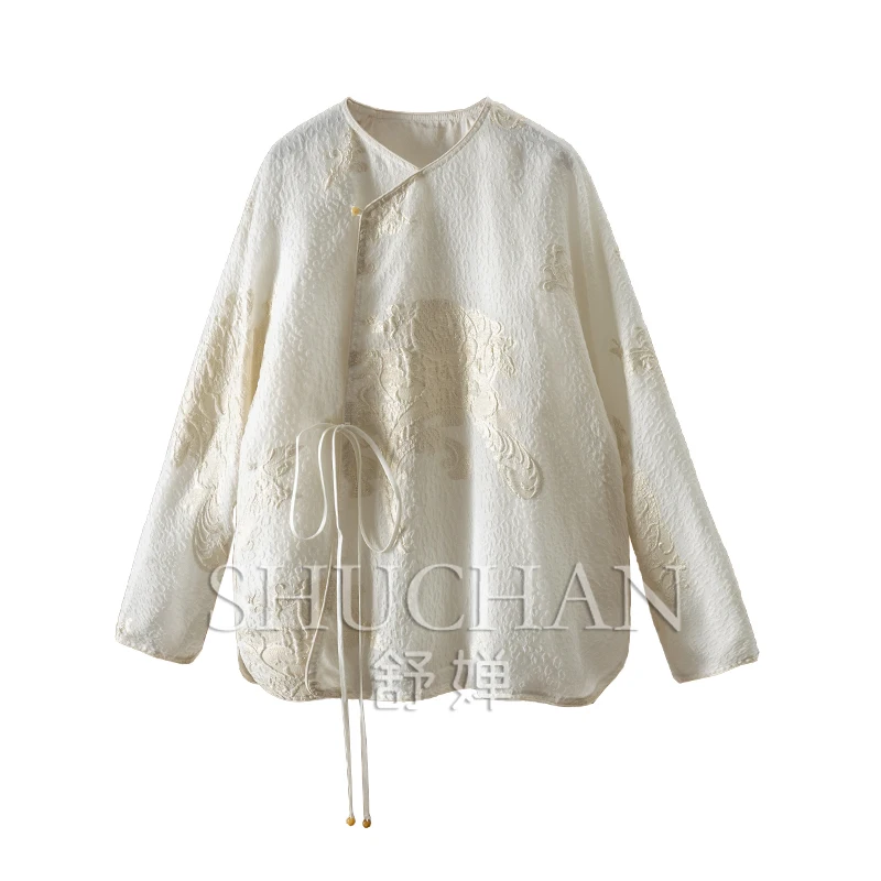Embossed Flower Case, New Chinese Loose Lace-up with Silk Jacquard Shirt Women 23A0 Blouse Women
Embossed Flower Case, New Chinese Loose Lace-up with Silk Jacquard Shirt Women 23A0 Blouse Women