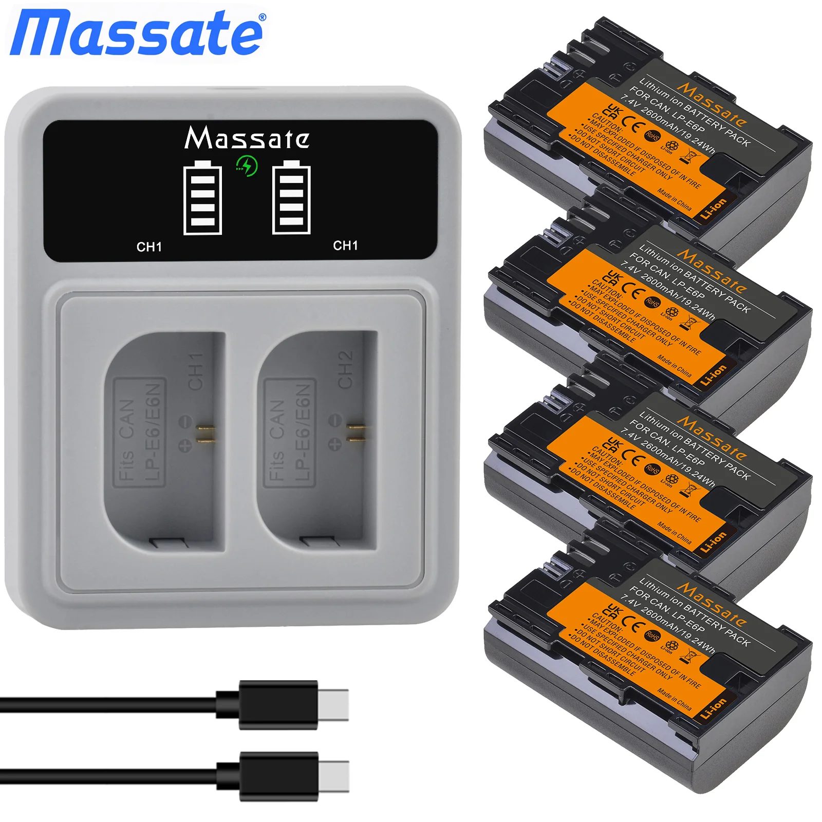 Massate LP-E6P LP E6P Replacement Battery +Dual USB Charger for Canon EOS R5 R6 R7 R EOS 5DS R 6D 80D 90D 5D Mark II Mark III
Massate LP-E6P LP E6P Replacement Battery +Dual USB Charger for Canon EOS R5 R6 R7 R EOS 5DS R 6D 80D 90D 5D Mark II Mark III