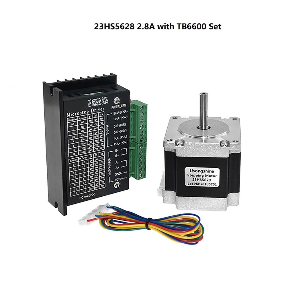 Nema23 Stepper Motor 57hs112 TB6600 23HS5628 2.8A with TB6600 4A Motor Driver NEMA17 23 for CNC 3D Printer and Engraver
Nema23 Stepper Motor 57hs112 TB6600 23HS5628 2.8A with TB6600 4A Motor Driver NEMA17 23 for CNC 3D Printer and Engraver