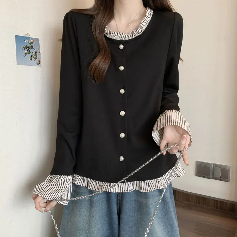 Commute Striped Patchwork Blouse Female Clothing Stylish Button Single-breasted Spring Autumn O-Neck Korean Long Sleeve Shirt
Commute Striped Patchwork Blouse Female Clothing Stylish Button Single-breasted Spring Autumn O-Neck Korean Long Sleeve Shirt