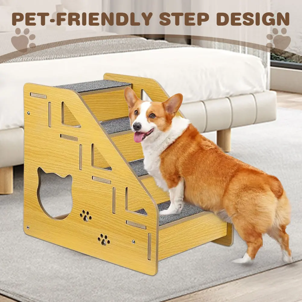 4-Step Wooden Pet Stairs Nonslip Carpeted Cat and Dog Steps Dog Stairs Ramp Pet Furniture for Dogs and Cats for Bed
4-Step Wooden Pet Stairs Nonslip Carpeted Cat and Dog Steps Dog Stairs Ramp Pet Furniture for Dogs and Cats for Bed