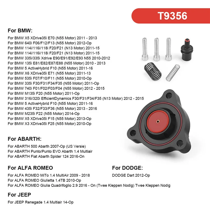 HOT-T9356 Car Blow Diverter Valve Kit Turbocharger Valve Adapter Gasket For BMW 114I 116I 118I F20 F21 For Dodge Dart 2012+ Part
HOT-T9356 Car Blow Diverter Valve Kit Turbocharger Valve Adapter Gasket For BMW 114I 116I 118I F20 F21 For Dodge Dart 2012+ Part