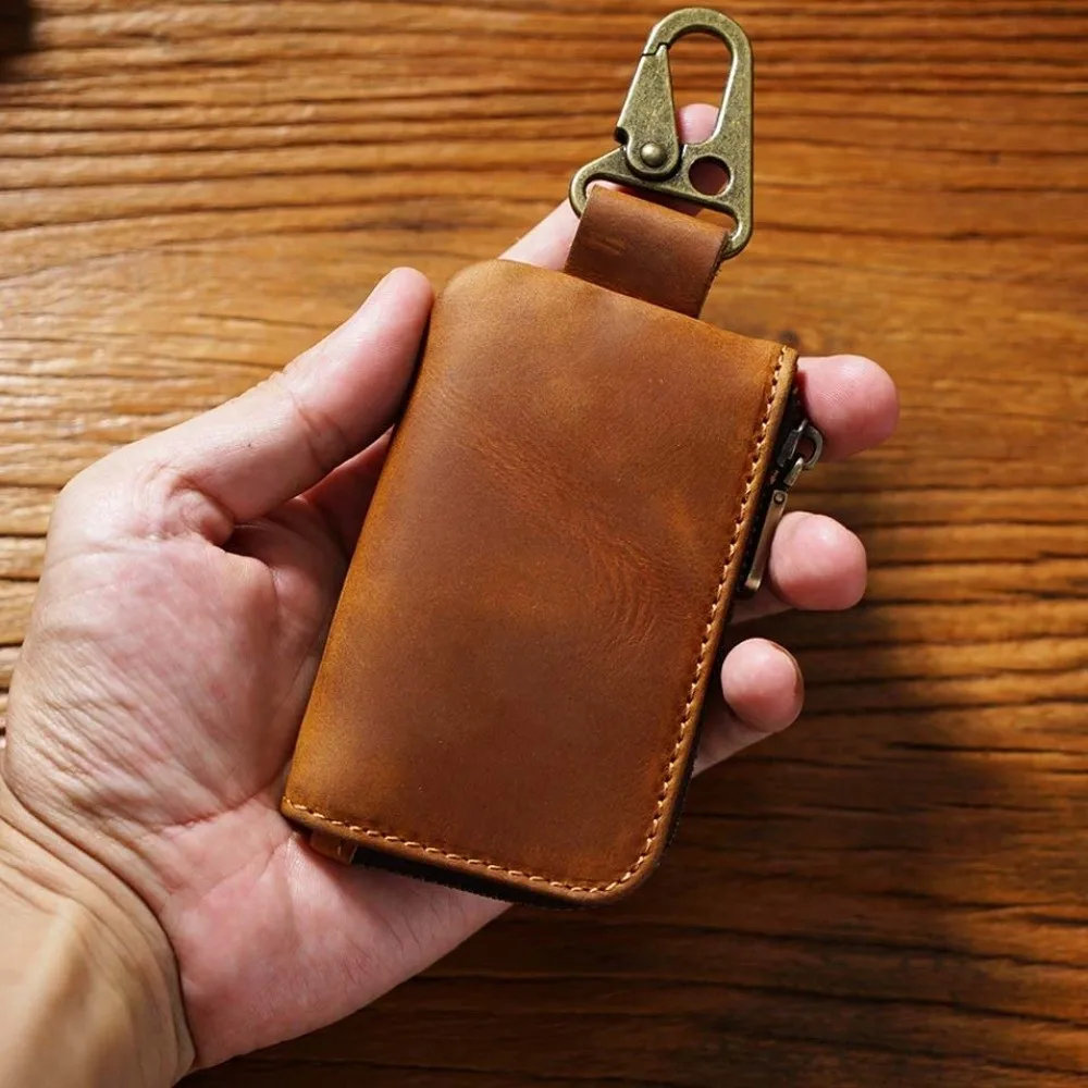 Genuine Cowhide Key Fob Holder Antique Brass Carabiner Multiple Colors Available Crazy Horse Leather Wallet
Genuine Cowhide Key Fob Holder Antique Brass Carabiner Multiple Colors Available Crazy Horse Leather Wallet