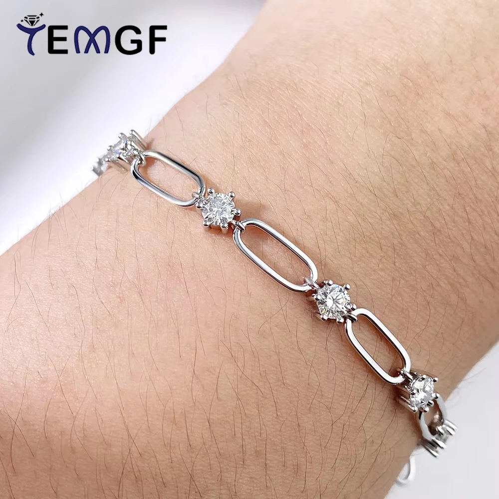 Браслет TEMGF с муассанитом 4 мм, цепочка из 100% стерлингового серебра 925 пробы, уникальный дизайн для женщин, модные элегантные сверкающие ювелирные изделия
Браслет TEMGF с муассанитом 4 мм, цепочка из 100% стерлингового серебра 925 пробы, уникальный дизайн для женщин, модные элегантные сверкающие ювелирные изделия