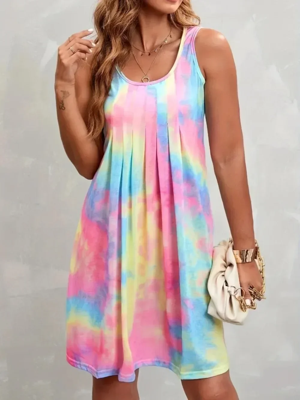Plus Size 1XL-5XL Women's Fashion Tie-dye Pleated Sleeveless Vacation Beach Dress Beach Tank Dress Round Neck Dress
Plus Size 1XL-5XL Women's Fashion Tie-dye Pleated Sleeveless Vacation Beach Dress Beach Tank Dress Round Neck Dress