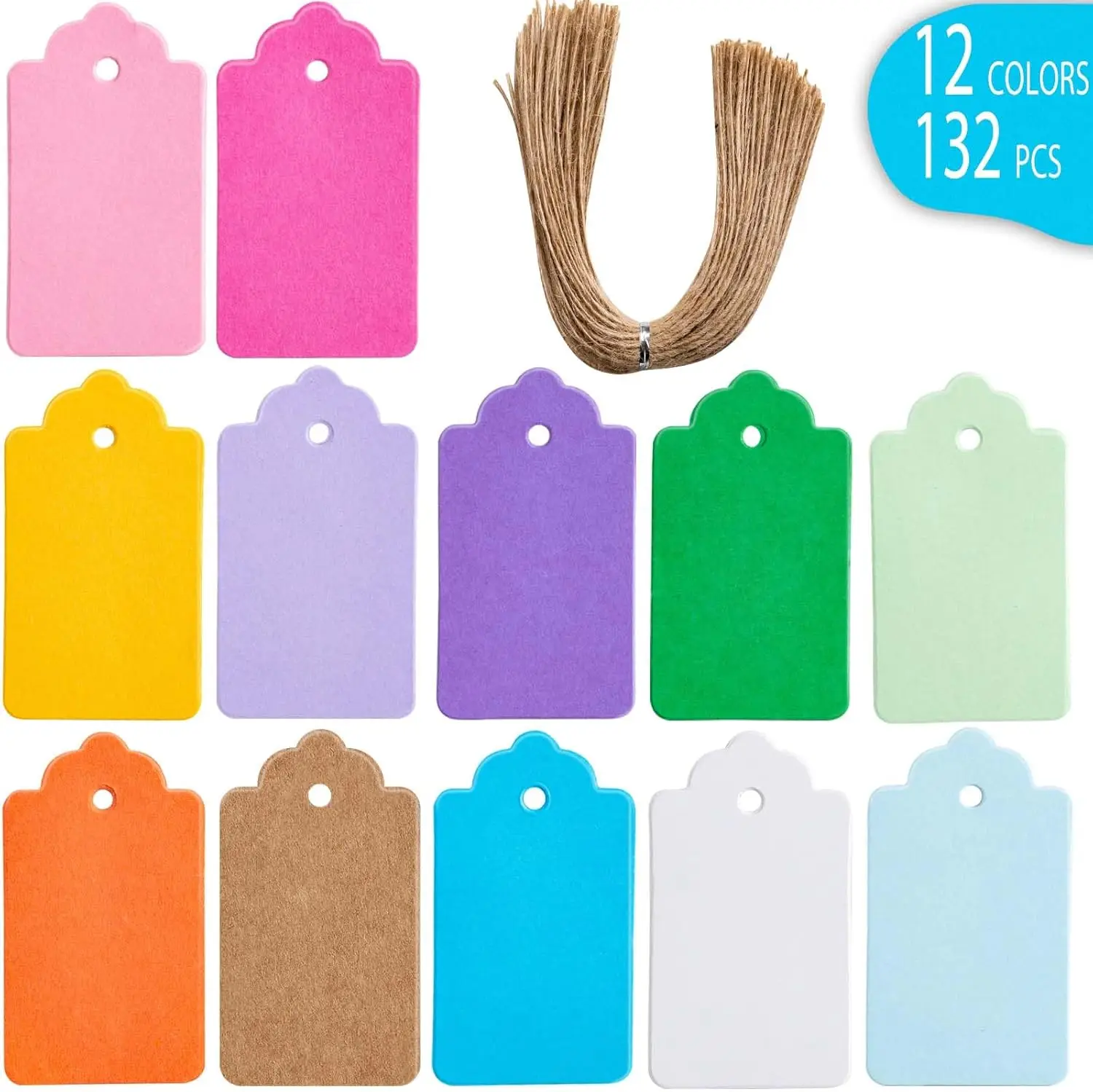 132 Pcs Premium Gift Tags with Strings, 12 Colors Kraft Paper Double-Sided for Christmas DIY Crafts Party Favors
132 Pcs Premium Gift Tags with Strings, 12 Colors Kraft Paper Double-Sided for Christmas DIY Crafts Party Favors