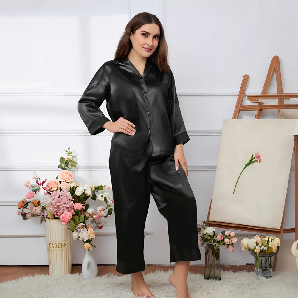 Black Ice Silk Satin Long Sleeve Shirt Pant Women's Home Clothes Fashion Pajamas Suit Sleepwear Big Size 5Xl
Black Ice Silk Satin Long Sleeve Shirt Pant Women's Home Clothes Fashion Pajamas Suit Sleepwear Big Size 5Xl