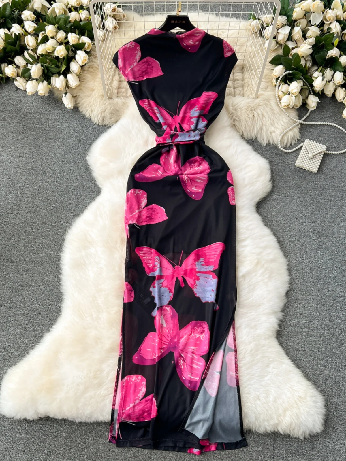 Foamlina Elegant Print Summer Mesh Dress Women Sexy Stand Collar Sleeveless High Waist Slim Side Split Beach Party Maxi Dress
Foamlina Elegant Print Summer Mesh Dress Women Sexy Stand Collar Sleeveless High Waist Slim Side Split Beach Party Maxi Dress