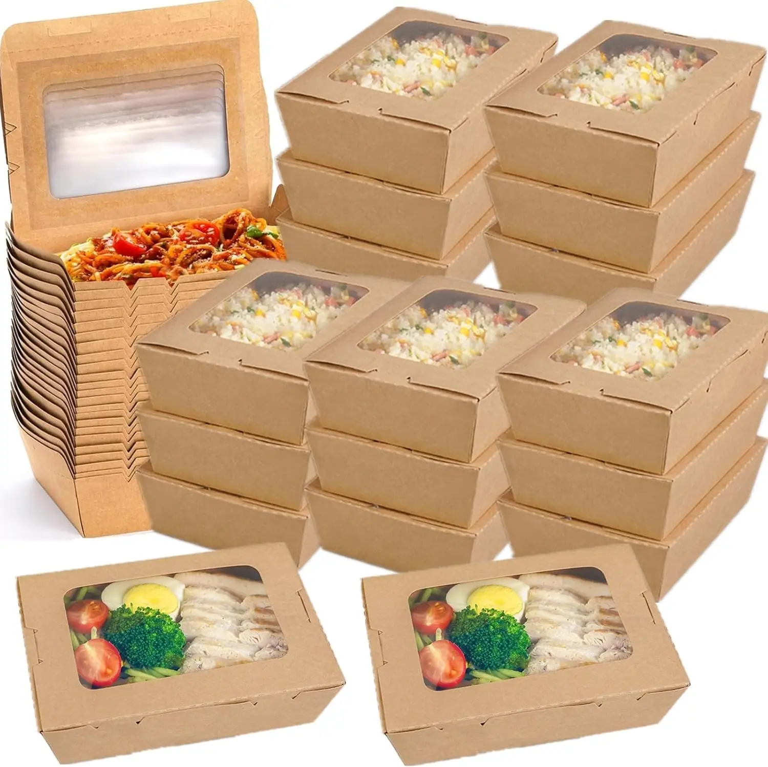 50 Pack 40 oz Kraft Paper To-Go Boxes with Window, Foldable Take Out Containers for Catering, Restaurants, Meal Prep
50 Pack 40 oz Kraft Paper To-Go Boxes with Window, Foldable Take Out Containers for Catering, Restaurants, Meal Prep