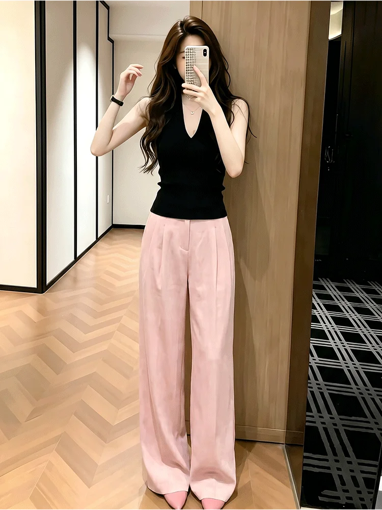 Elegant Commuter Gentle Summer New Arrival Women's Two-Piece Set High Waist Wide Leg Pants V-Neck Top Casual Style Fashion Set
Elegant Commuter Gentle Summer New Arrival Women's Two-Piece Set High Waist Wide Leg Pants V-Neck Top Casual Style Fashion Set