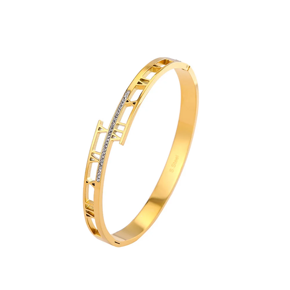 Simple hollow Roman numeral design titanium steel bracelet, fashionable wrist jewelry, gift for friends, bridesmaids
Simple hollow Roman numeral design titanium steel bracelet, fashionable wrist jewelry, gift for friends, bridesmaids