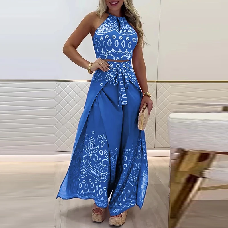Elegant Lady High Waisted Pants Loose Outfits Summer Bohemian Sets Chic Printed Off Shoulder Halter Camisole&Wide Leg Pants Sets
Elegant Lady High Waisted Pants Loose Outfits Summer Bohemian Sets Chic Printed Off Shoulder Halter Camisole&Wide Leg Pants Sets
