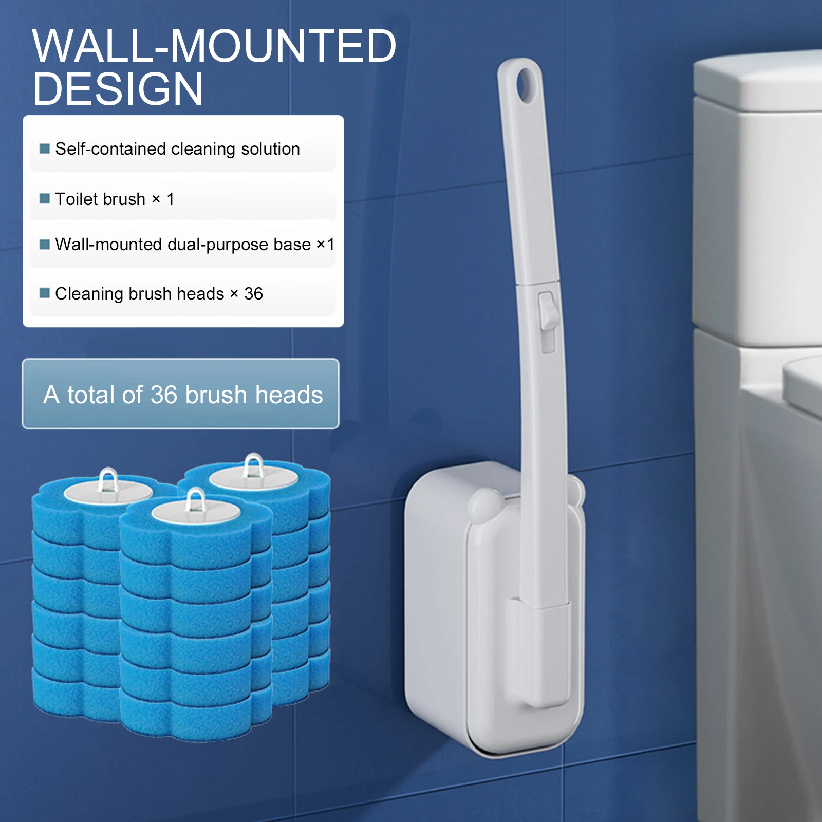 Wall Mounted Toilet Brush with 36 Refill Heads and Holder Bathroom Toilet Bowl Cleaner Wand with Long Handle for Floor Drain Bathtub Mirror Sink Glass (White)
Wall Mounted Toilet Brush with 36 Refill Heads and Holder Bathroom Toilet Bowl Cleaner Wand with Long Handle for Floor Drain Bathtub Mirror Sink Glass (White)