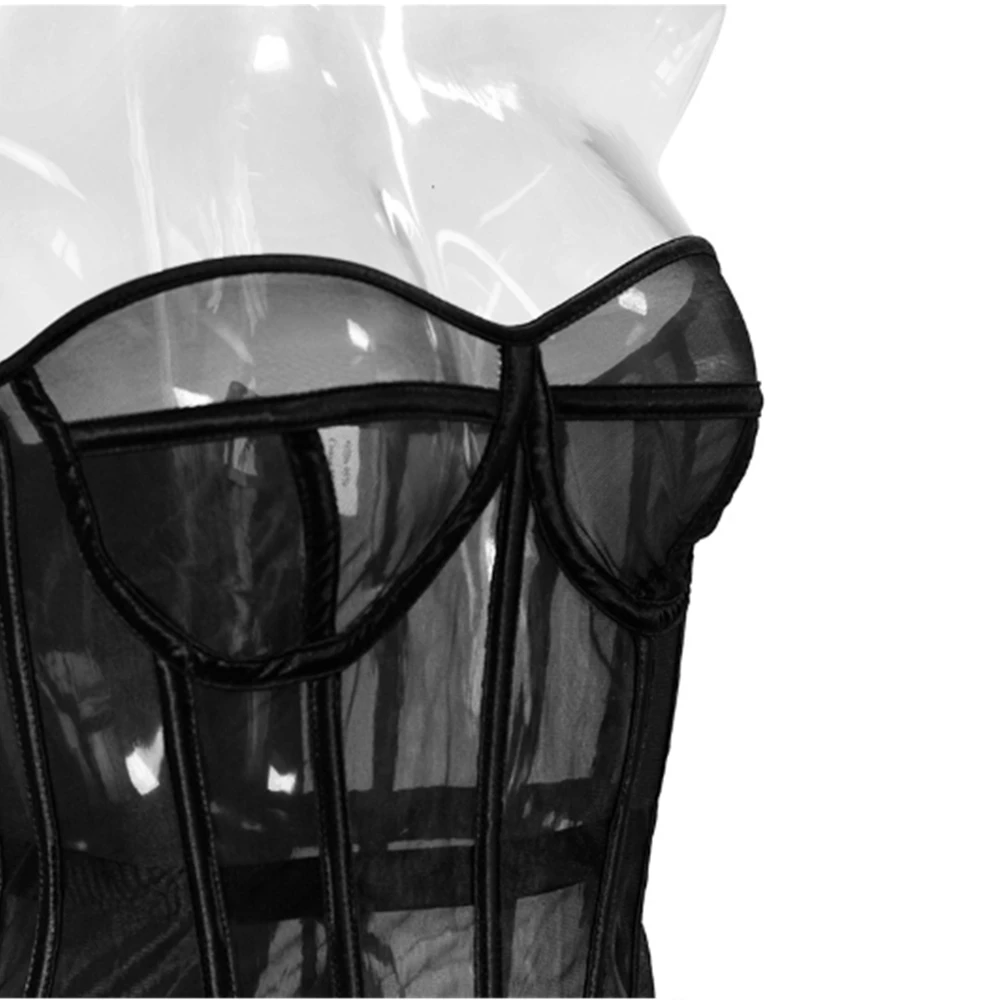 Sexy Women Corset Bustiers Strapless With Bra Black Sheer Mesh Lace Up Boned Bodices Waist Girdle Tummy Control Tight Tops
Sexy Women Corset Bustiers Strapless With Bra Black Sheer Mesh Lace Up Boned Bodices Waist Girdle Tummy Control Tight Tops