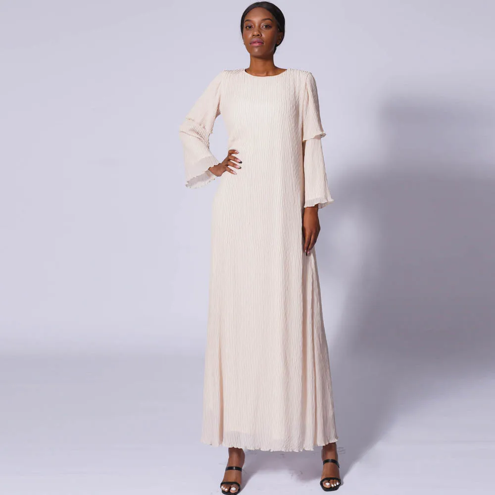 Fashion Women Flare Sleeve Chiffon Pleated Long Maxi Dress Muslim Abaya Dubai Turkey Kaftan Islamic Clothing Robe Gown Jalabiya
Fashion Women Flare Sleeve Chiffon Pleated Long Maxi Dress Muslim Abaya Dubai Turkey Kaftan Islamic Clothing Robe Gown Jalabiya