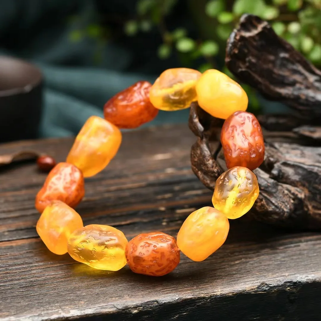 Raw-Skin Old Yellow Amber Bracelet - Irregular Oval Beads, Lucky Blessing Unisex Peace & Fortune Jewelry
Raw-Skin Old Yellow Amber Bracelet - Irregular Oval Beads, Lucky Blessing Unisex Peace & Fortune Jewelry