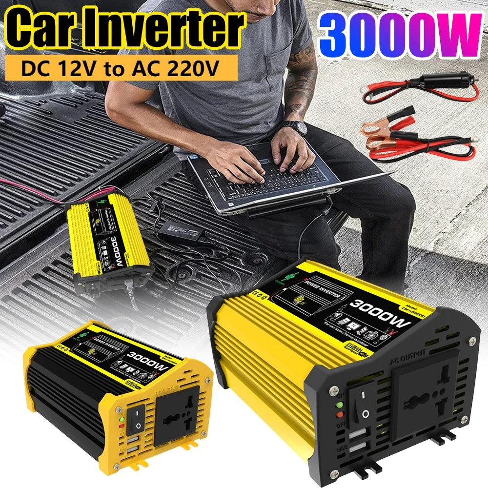 3000W Car Inverter DC 12V To AC 220V Dual USB Car Voltage Transformer Modified Sine Wave Car Smart Inverter for Tablet RV
3000W Car Inverter DC 12V To AC 220V Dual USB Car Voltage Transformer Modified Sine Wave Car Smart Inverter for Tablet RV