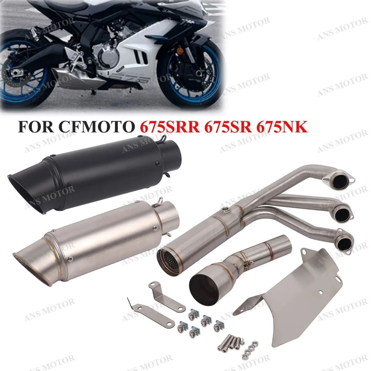 Muffler For CFMOTO 675SRR 675SR 675NK/SR Motorcycle Exhaust Complete System 675SRR Exhaust Escape Middle Pipe
Muffler For CFMOTO 675SRR 675SR 675NK/SR Motorcycle Exhaust Complete System 675SRR Exhaust Escape Middle Pipe