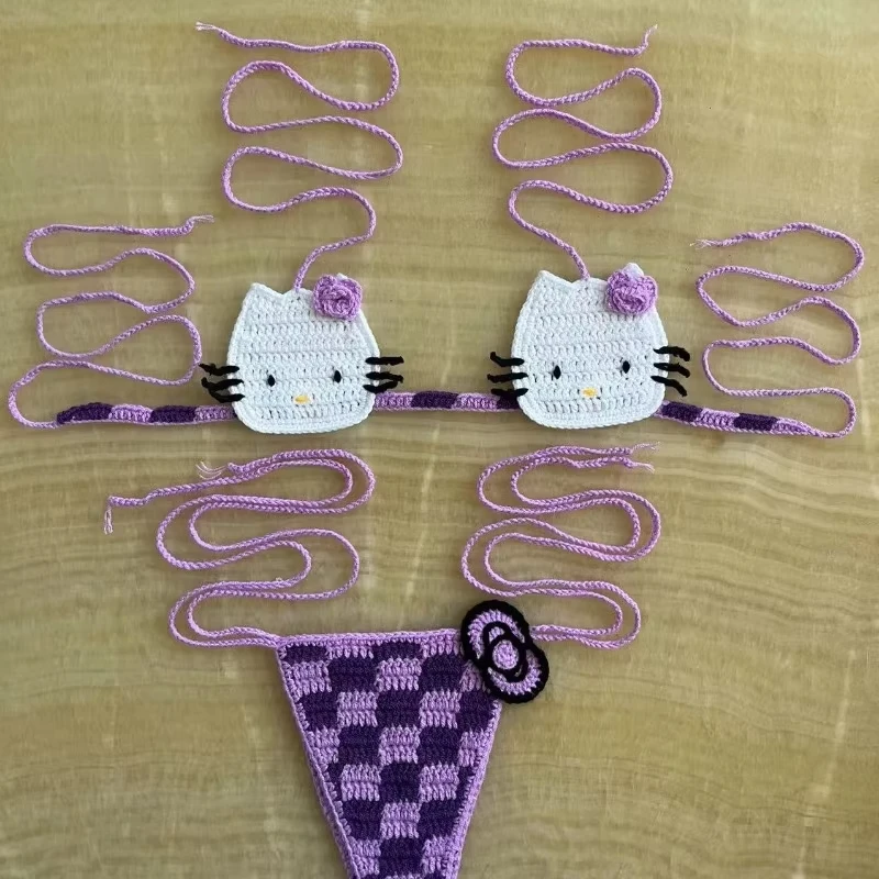 2Pcs Hello Kitty Kwaii Womens Swimming Set Crochet Bikini Lady's Bathing Suits Sexy Micro Bikinis Ties Girls Swimsuit Swimwear
2Pcs Hello Kitty Kwaii Womens Swimming Set Crochet Bikini Lady's Bathing Suits Sexy Micro Bikinis Ties Girls Swimsuit Swimwear
