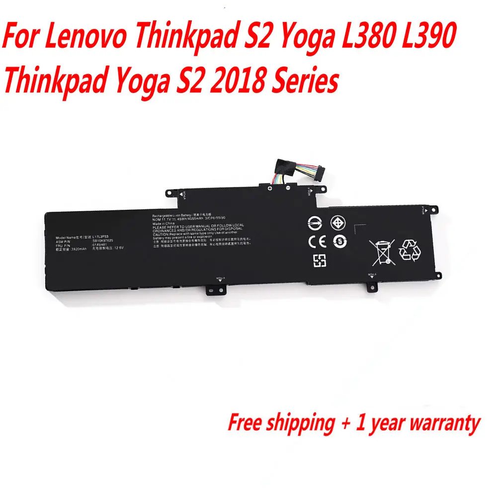 NEW L17L3P53 L17M3P55 L17C3P53 Laptop Battery For Lenovo Thinkpad S2 Yoga L380 L390 Thinkpad Yoga S2 2018 Series 01AV481
NEW L17L3P53 L17M3P55 L17C3P53 Laptop Battery For Lenovo Thinkpad S2 Yoga L380 L390 Thinkpad Yoga S2 2018 Series 01AV481