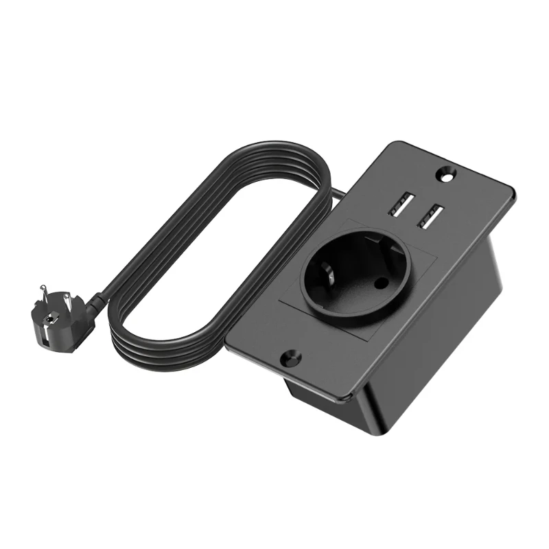 Embedded EU Power Strip with 2 USB Ports 1 AC Outlet 4.92ft Extension Cord Recessed Power Socket for Home Office Kitchen Black
Embedded EU Power Strip with 2 USB Ports 1 AC Outlet 4.92ft Extension Cord Recessed Power Socket for Home Office Kitchen Black