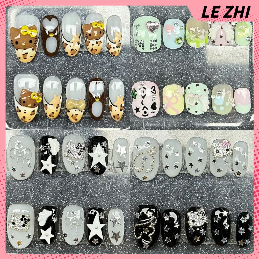 Y2K Spicy Girl Hello Kitty Handmade Almond Ellipse Fake Nails Shining Stars Diamond Polka Point Wings Flowers Press On Nail Gift
Y2K Spicy Girl Hello Kitty Handmade Almond Ellipse Fake Nails Shining Stars Diamond Polka Point Wings Flowers Press On Nail Gift