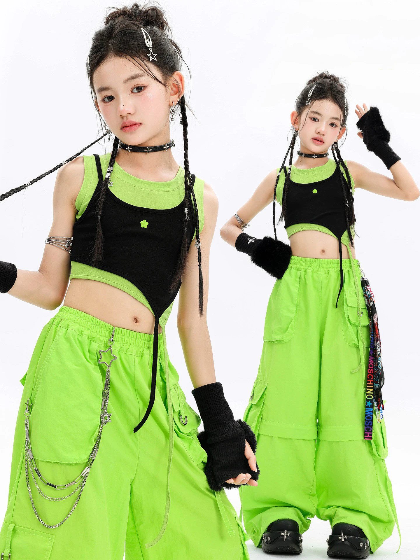 Hip Hop Girls Jazz Dance Clothes Summer Sleeveless Tops Green Cargo Pants Kids Street Dance Kpop Performance Costume BL19180
Hip Hop Girls Jazz Dance Clothes Summer Sleeveless Tops Green Cargo Pants Kids Street Dance Kpop Performance Costume BL19180