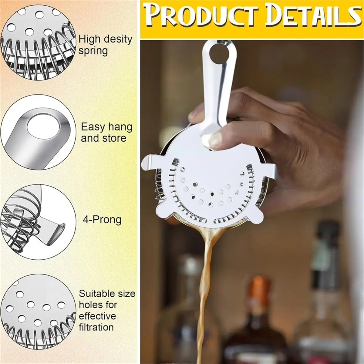 16 Pack Cocktail Strainer 4 Prong Stainless Steel Bar Bartender Strainer 6 Inches Silver Bar Drink Tool for Bartenders
16 Pack Cocktail Strainer 4 Prong Stainless Steel Bar Bartender Strainer 6 Inches Silver Bar Drink Tool for Bartenders