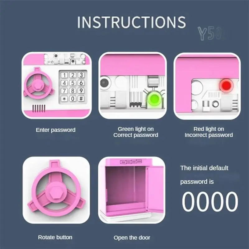 Y50A-Electronic Piggy Bank Automatic Mini Security Coin Cash Savings Box Password Key Lock Bank ATM Gift For Children
Y50A-Electronic Piggy Bank Automatic Mini Security Coin Cash Savings Box Password Key Lock Bank ATM Gift For Children