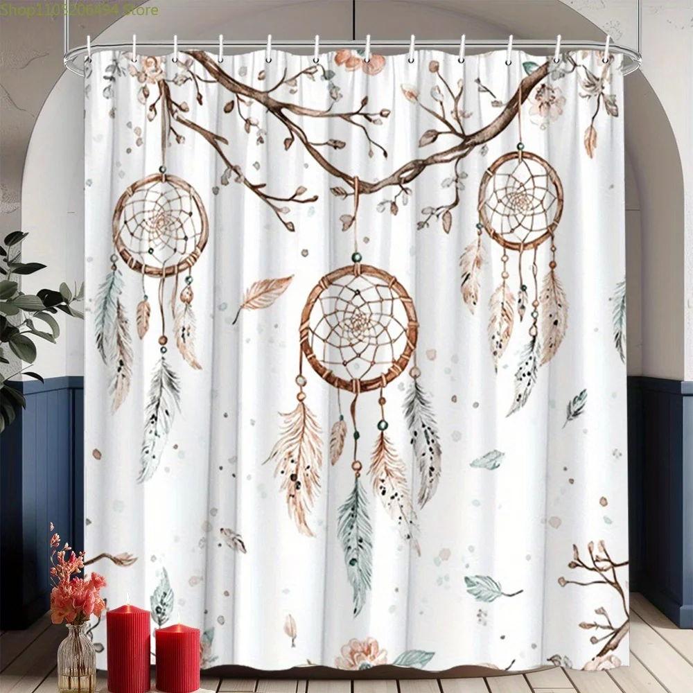 Занавеска для душа «Ловец снов» с перьями, 1 шт., декор для ванной в богемном стиле с легкими листьями и фантазийными узорами, высококачественная отделка
Занавеска для душа «Ловец снов» с перьями, 1 шт., декор для ванной в богемном стиле с легкими листьями и фантазийными узорами, высококачественная отделка