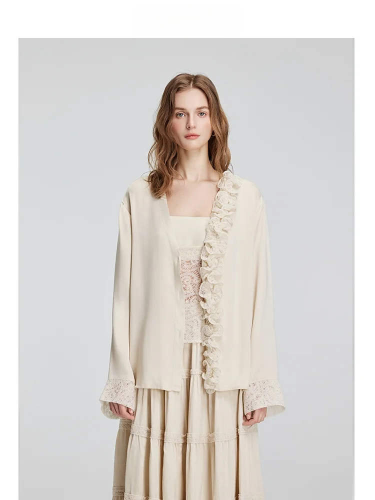 Line Ciel Silk Lace Floral irt Top Outerwear Ele Slimming Beach Vaion Spring Faion New Arrival Women's irt
Line Ciel Silk Lace Floral irt Top Outerwear Ele Slimming Beach Vaion Spring Faion New Arrival Women's irt