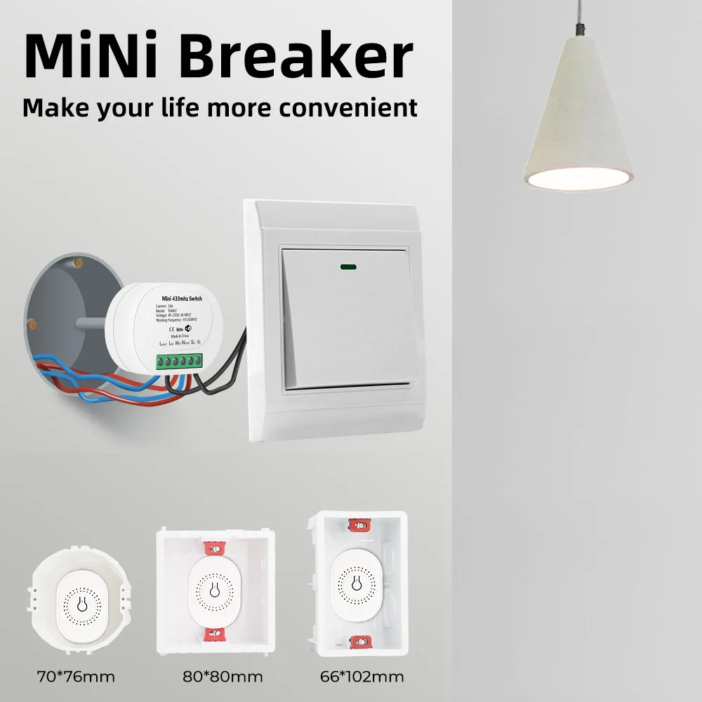 85-250V 433.92MHZ 16A Smart Wireless Switch Mini 2 Way Module On/Off Timer Remote Control Switch Breaker
85-250V 433.92MHZ 16A Smart Wireless Switch Mini 2 Way Module On/Off Timer Remote Control Switch Breaker