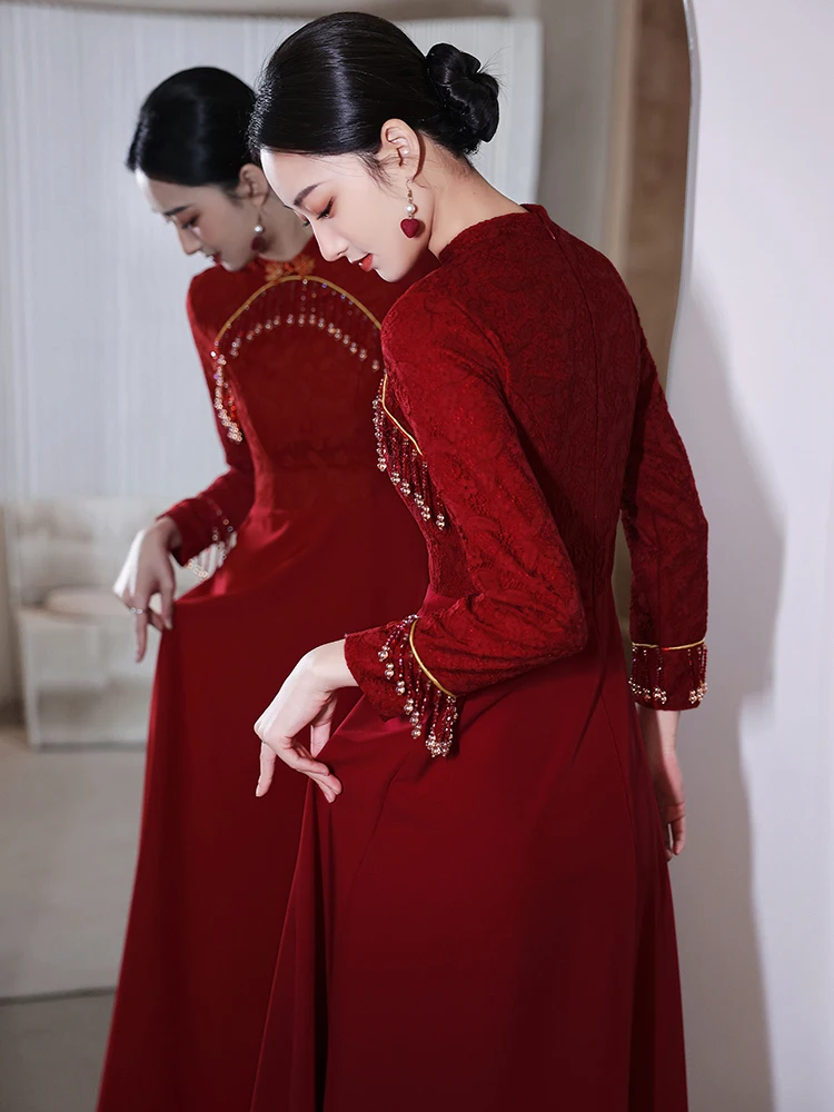 Chinese Sle Engagement Dr Long Sve Red Wedding Dr Autumn Winter Formal Dr Women's Long Sve Wedding...
Chinese Sle Engagement Dr Long Sve Red Wedding Dr Autumn Winter Formal Dr Women's Long Sve Wedding...
