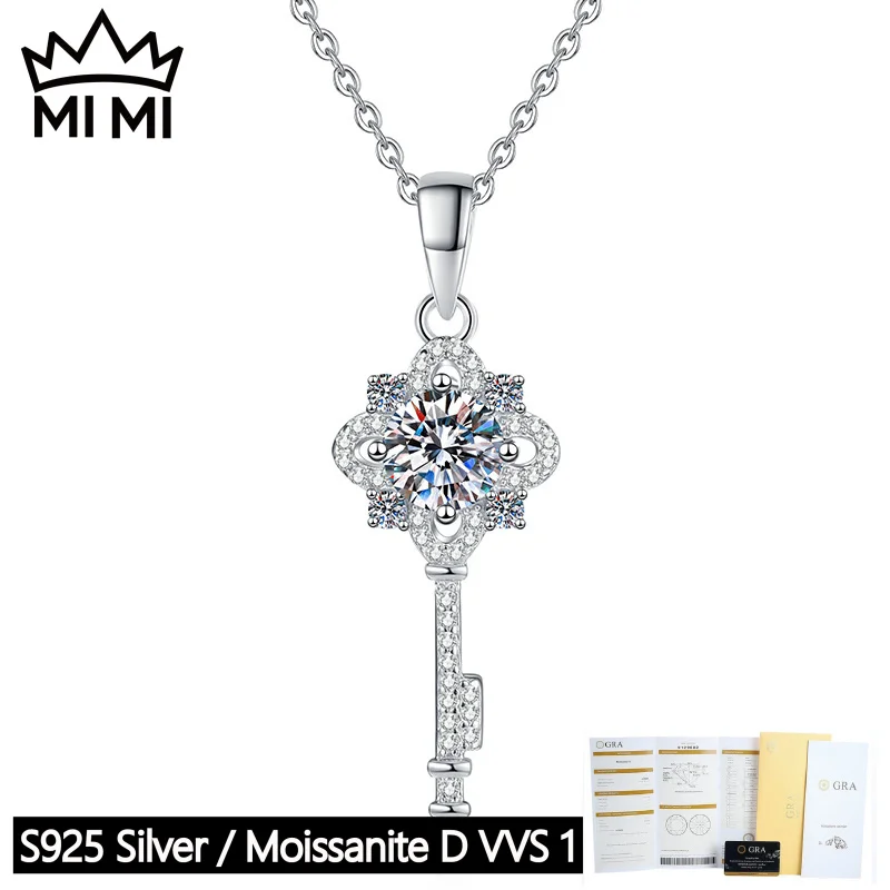 Mi Mi s925 sterling silver 1ct GRA certified moissanite four-leaf clover key pendant necklace with gift box
Mi Mi s925 sterling silver 1ct GRA certified moissanite four-leaf clover key pendant necklace with gift box