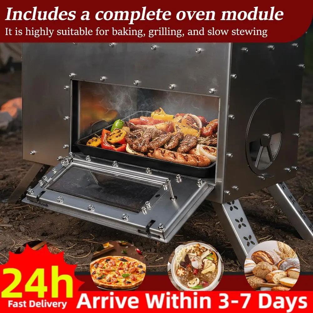 Portable Wood-Burning Camp Stove with Chimney Pipe Portable Wood Stove with Oven for Heating/Cooking/Courtyard/Camping
Portable Wood-Burning Camp Stove with Chimney Pipe Portable Wood Stove with Oven for Heating/Cooking/Courtyard/Camping