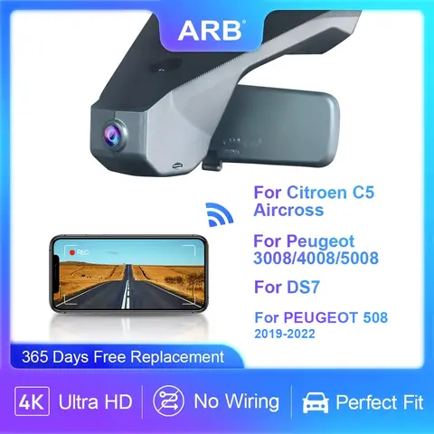 For Citroen C5 Aircross 2017-2023 & Peugeot 4008/5008 & DS7 & 508 2019-2022 Dash Camera, ARB 4K OEM Look Car DVR WiFi & APP