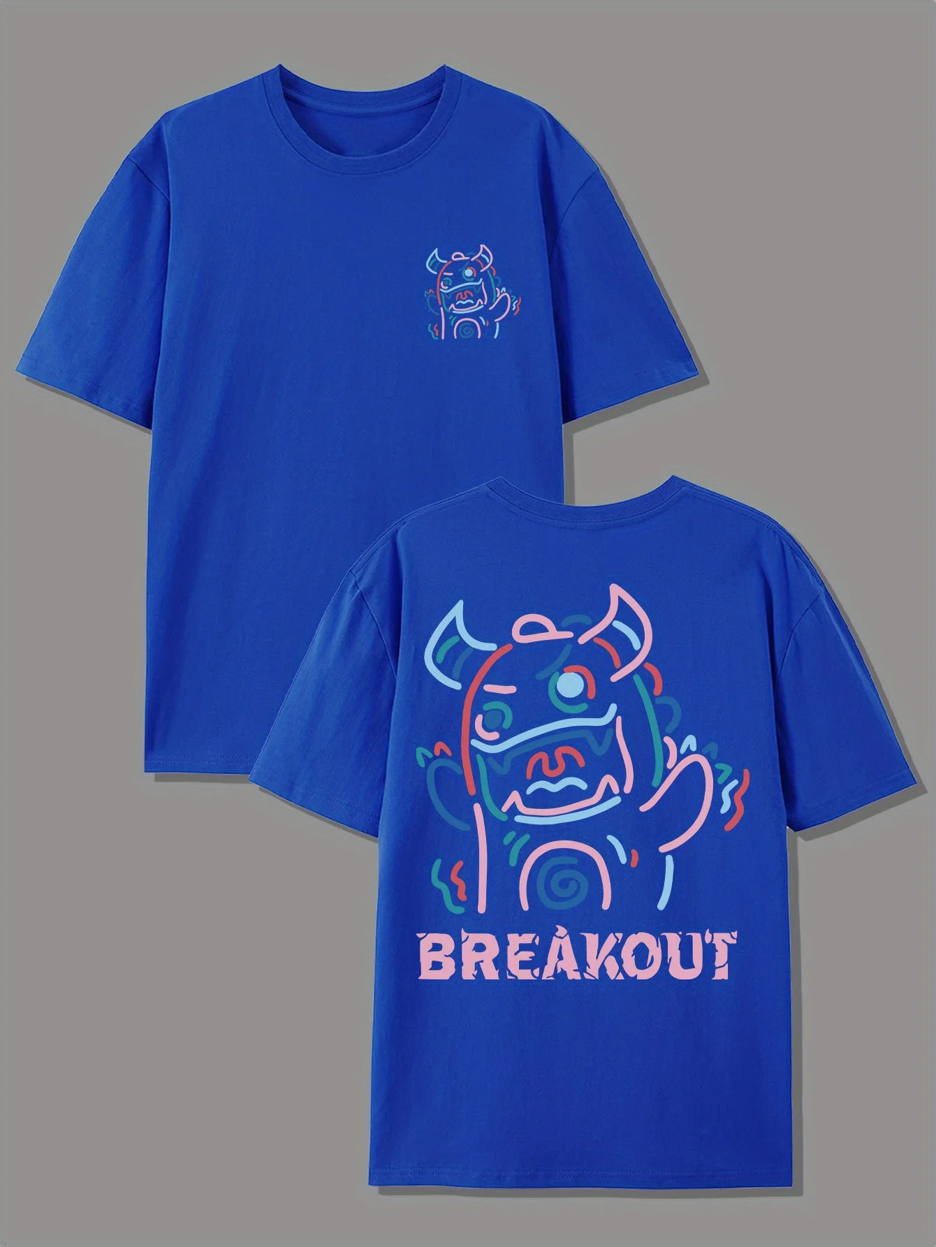 Men's Trendy Summer Cotton T-Shirt - Casual Round Neck Short Sleeve with Vibrant Dinosaur Print, Blue, Breakout Design, Lightwei
Men's Trendy Summer Cotton T-Shirt - Casual Round Neck Short Sleeve with Vibrant Dinosaur Print, Blue, Breakout Design, Lightwei