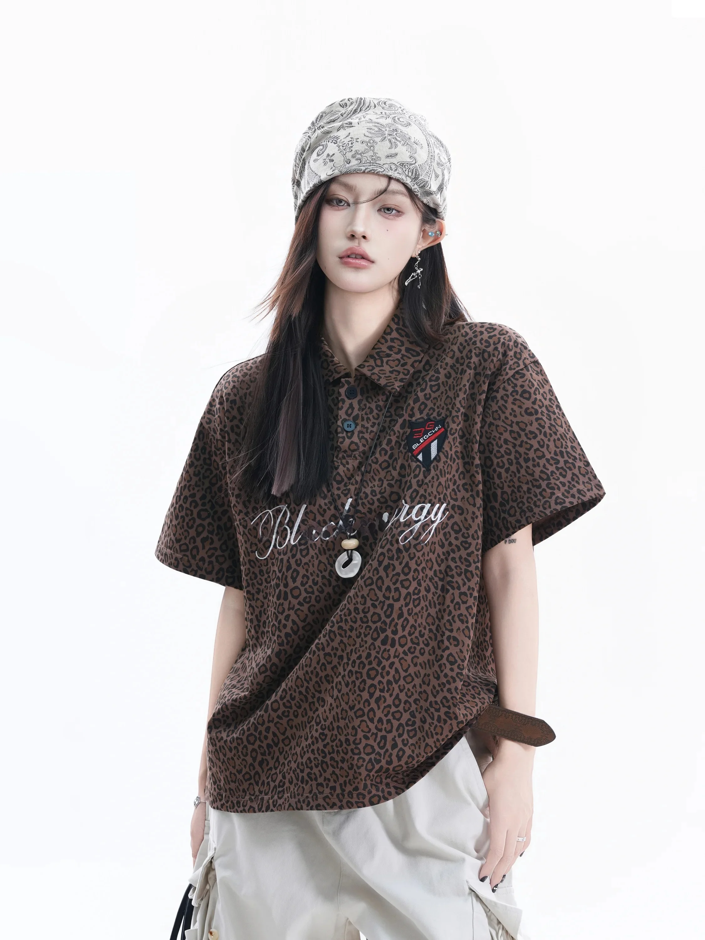 American Style Short Sleeve Leopard Print Casual Shirt Women Loose Lazy Summer Cotton Blend Couple Matchings Top
American Style Short Sleeve Leopard Print Casual Shirt Women Loose Lazy Summer Cotton Blend Couple Matchings Top