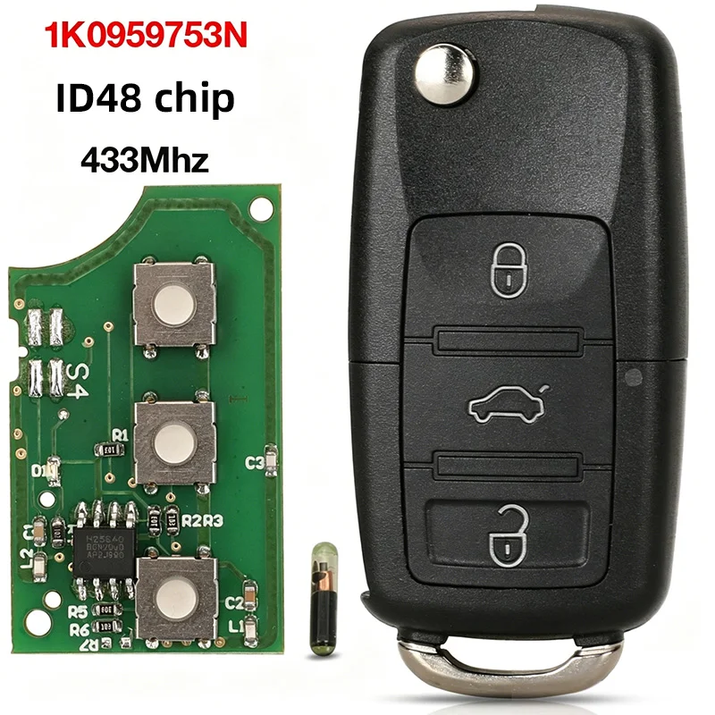 1K0959753N 433Mhz ID48 Car Remote Flip Key For VW Golf GTI Jetta Tiguan Polo Eos Scirocco Skoda Superb Octavia Seat Ibiza Leon
1K0959753N 433Mhz ID48 Car Remote Flip Key For VW Golf GTI Jetta Tiguan Polo Eos Scirocco Skoda Superb Octavia Seat Ibiza Leon