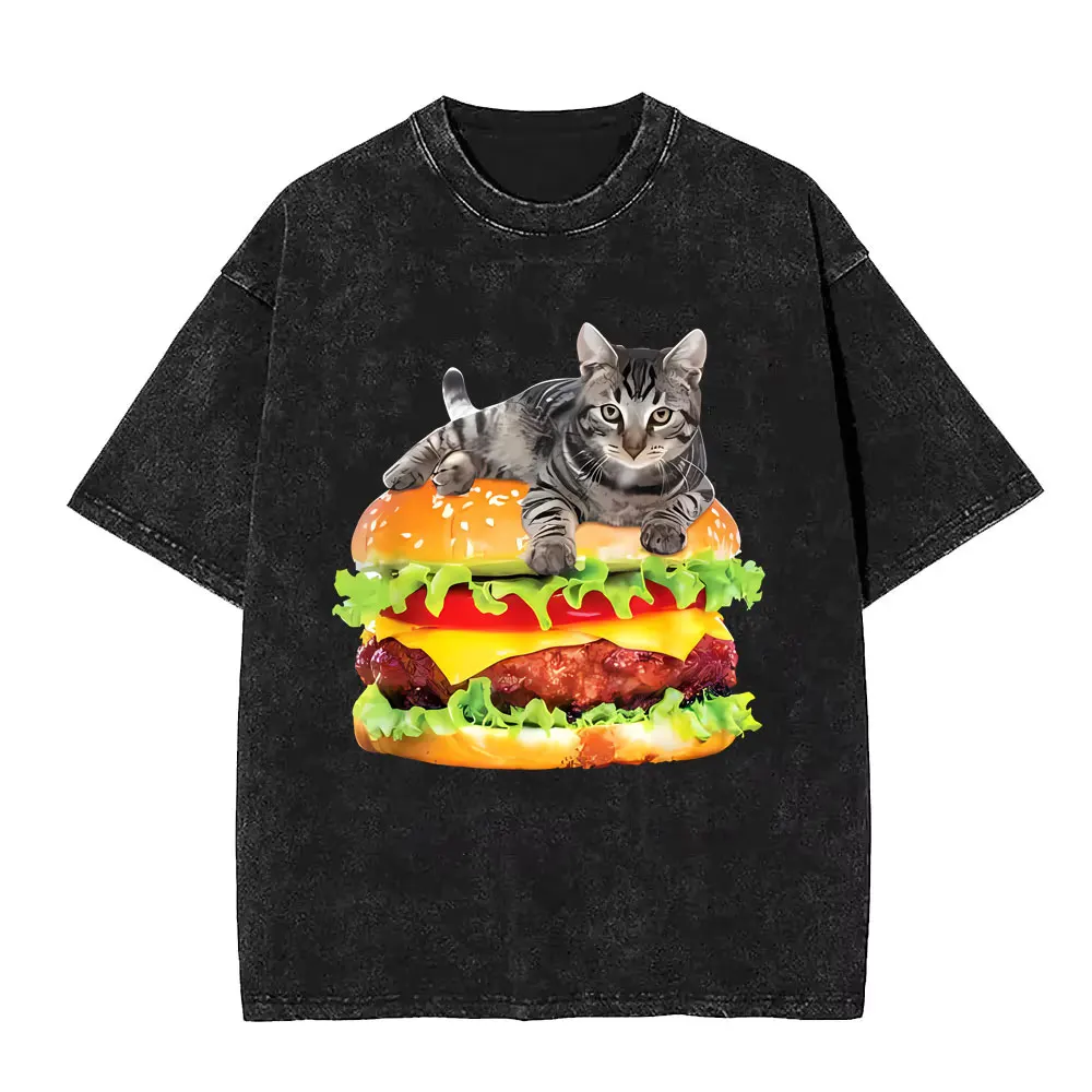 Hamburger Cat Funny Meme Washed T-Shirt Men Women Casual Cotton Vintage T Shirts Summer Humor Oversized Short Sleeve T-shirts
Hamburger Cat Funny Meme Washed T-Shirt Men Women Casual Cotton Vintage T Shirts Summer Humor Oversized Short Sleeve T-shirts