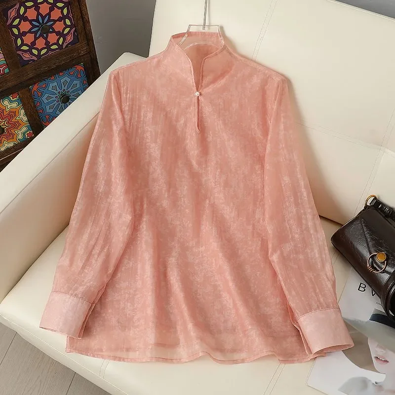 Womens New Chinese Style Stand Collar Long Sleeve Blouse Elegant Casual Top For Middle Aged
Womens New Chinese Style Stand Collar Long Sleeve Blouse Elegant Casual Top For Middle Aged