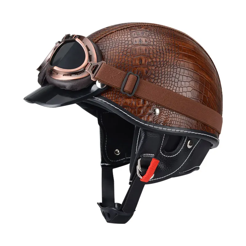 Dot Brown Leather Japan Style Motorcycle Half Face Helmet Motorbike Open Helmets Unisex Scooter Summer Helmet With Neckerchief
Dot Brown Leather Japan Style Motorcycle Half Face Helmet Motorbike Open Helmets Unisex Scooter Summer Helmet With Neckerchief