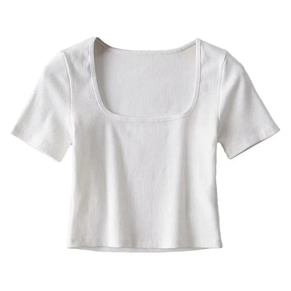 Top Womens Tops Short Style Solid Color Square Collar All Seasons Casual Daily Female Microelasticity New Style
Top Womens Tops Short Style Solid Color Square Collar All Seasons Casual Daily Female Microelasticity New Style