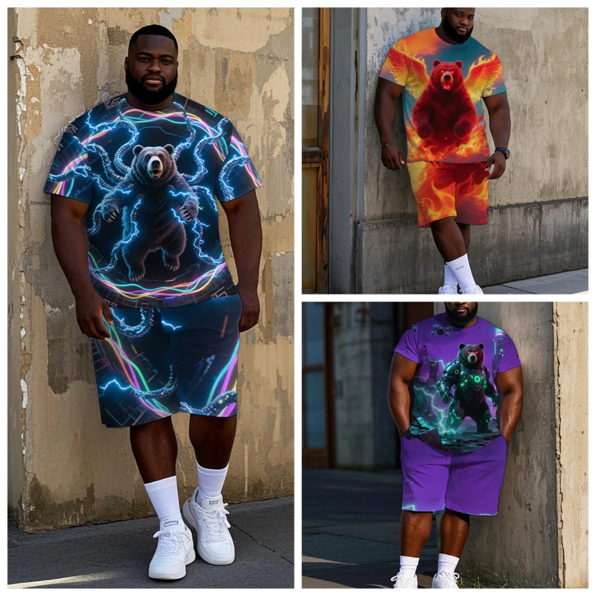 Big Men Flame Wing / Cyber Mech / Tentacle Neon Bear Full Print Tee & Shorts 2Pcs Tech Street Outfit
Big Men Flame Wing / Cyber Mech / Tentacle Neon Bear Full Print Tee & Shorts 2Pcs Tech Street Outfit