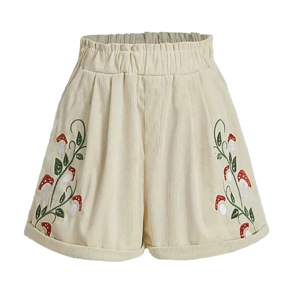 Vintage Embroidery Corduroy Shorts Floral Print Casual Elastic Waist Shorts Summer Women's Short Pants Elegant Lady Streetwear
Vintage Embroidery Corduroy Shorts Floral Print Casual Elastic Waist Shorts Summer Women's Short Pants Elegant Lady Streetwear