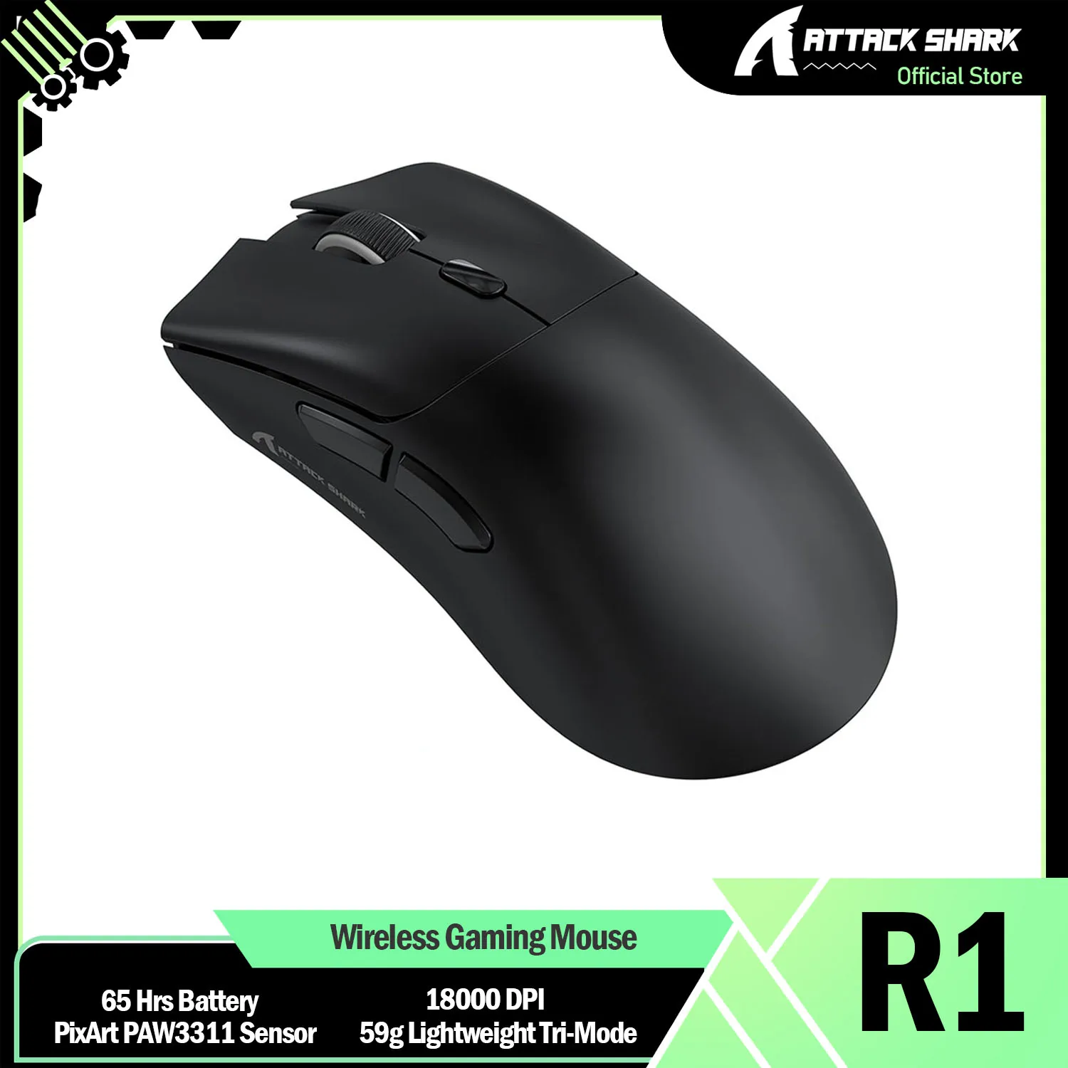 Мышь ATTACK SHARK R1 59g SUPERLIGHT, игровой датчик PixArt PAW3311, 6 регулируемых разрешений до 18000, аккумулятор 65 часов, G502
Мышь ATTACK SHARK R1 59g SUPERLIGHT, игровой датчик PixArt PAW3311, 6 регулируемых разрешений до 18000, аккумулятор 65 часов, G502
