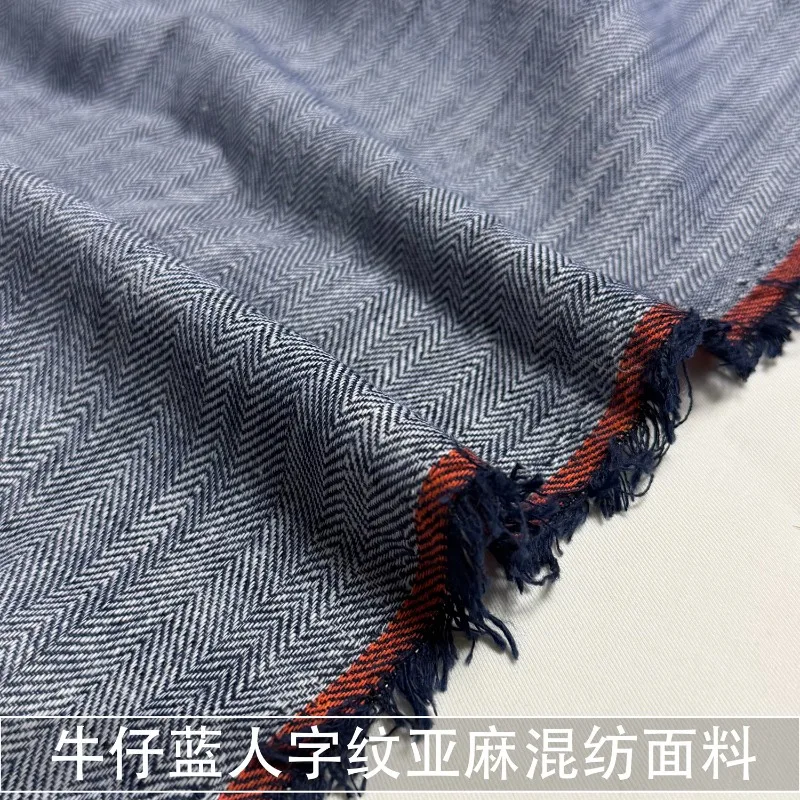 Denim Blue Herringbone Linen Blend Fabric Wide Leg Pants Blazer Anti-wrinkle Imitation Linen Fabric Spring
Denim Blue Herringbone Linen Blend Fabric Wide Leg Pants Blazer Anti-wrinkle Imitation Linen Fabric Spring