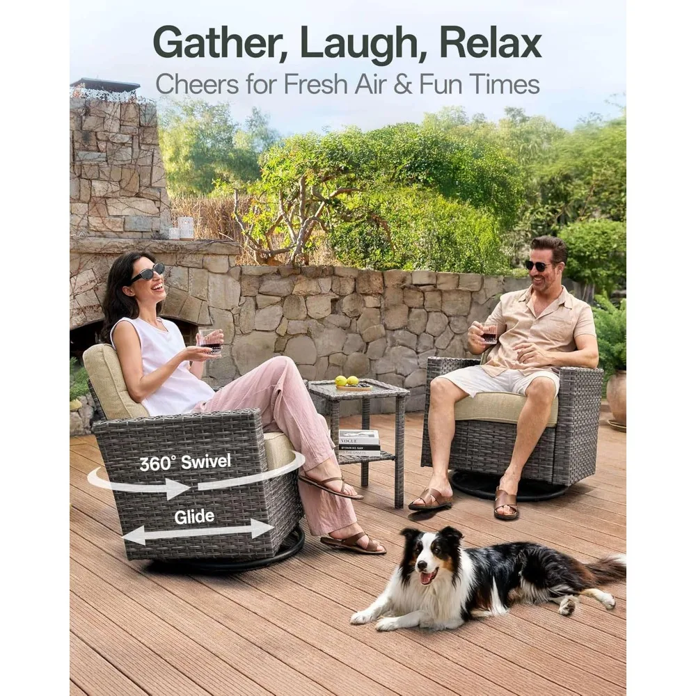 Luxury 3-Piece Patio Furniture Set with 6-Inch Thick Cushions, Outdoor Swivel Rocker Chairs Set, Wicker, Customized
Luxury 3-Piece Patio Furniture Set with 6-Inch Thick Cushions, Outdoor Swivel Rocker Chairs Set, Wicker, Customized